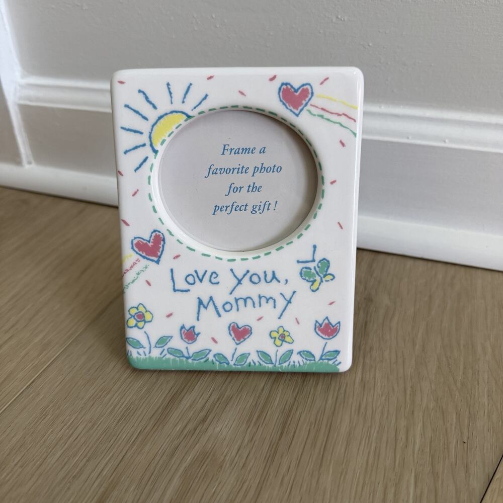 Vintage 90s Love You Mommy Photo Frame 2x3 Child’s Doodle Drawings